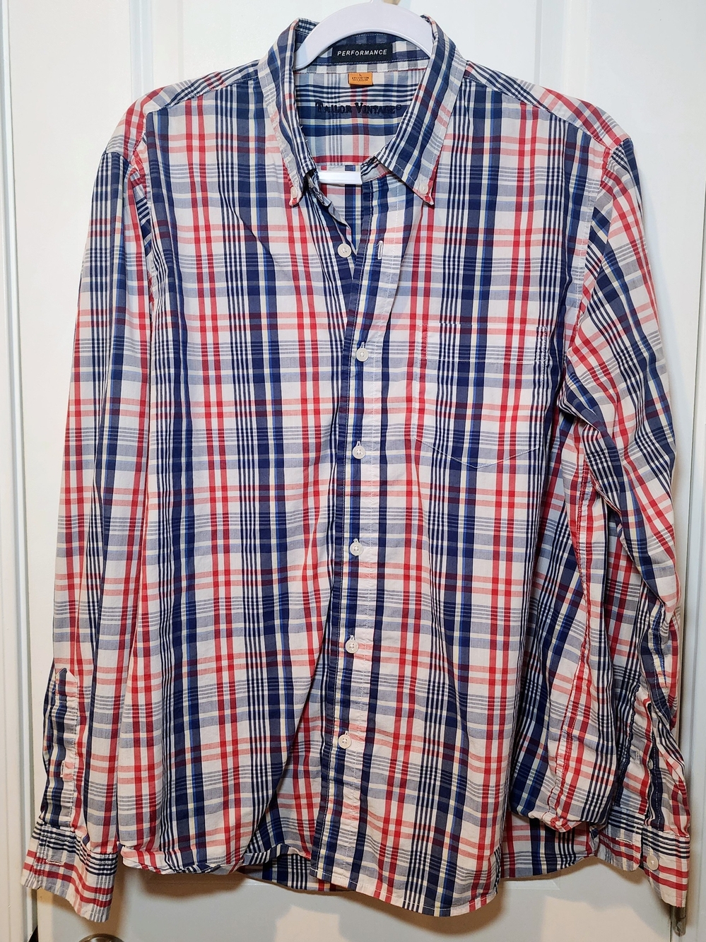 Tailor Vintage Red White Blue Plaid Button-Down Shirt